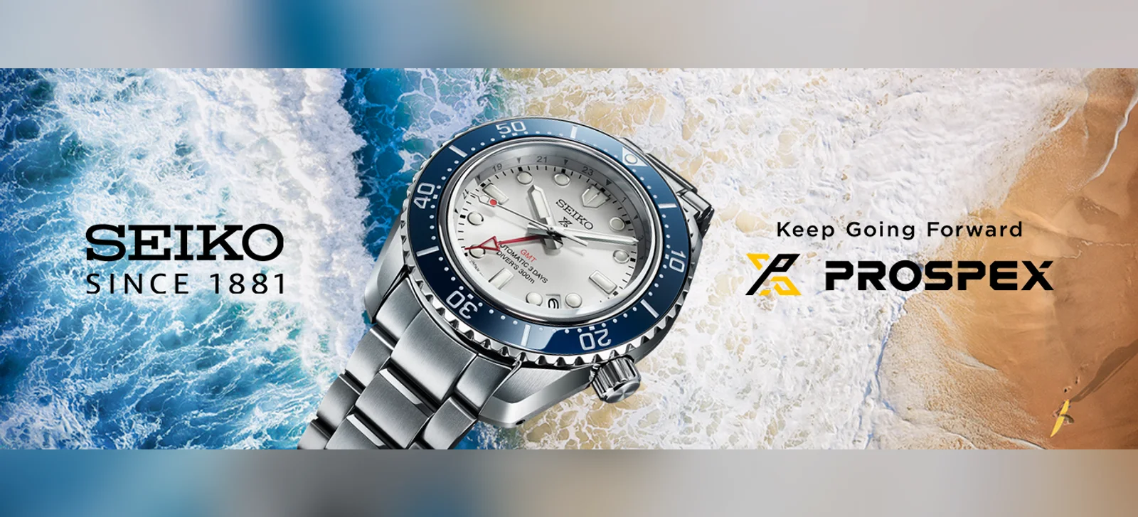 Reloj de buceo Seiko Prospex sobre la orilla del mar